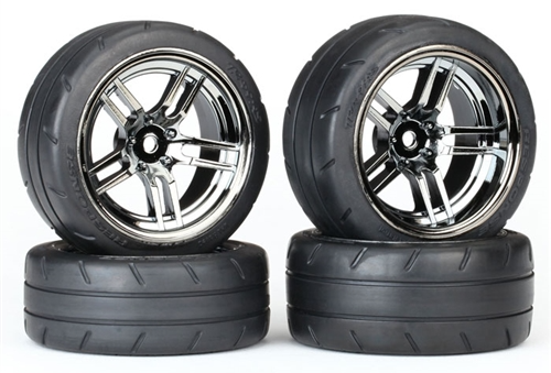 Traxxas 4-Tec 2.0 VXL-Rated Front & Rear 1.9 Response Tires on Black Chrome Wheels