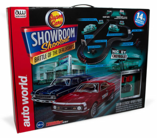 Auto World Showroom Shootout Battle of the Dealerships 14' HO Slot Car Set