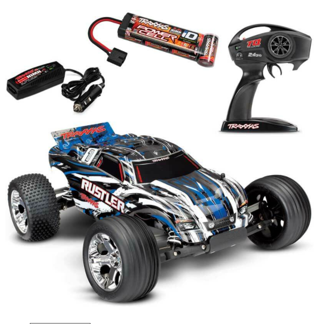 Traxxas Rustler XL-5 RTR RC Truck w/ID Battery & Quick Charger
