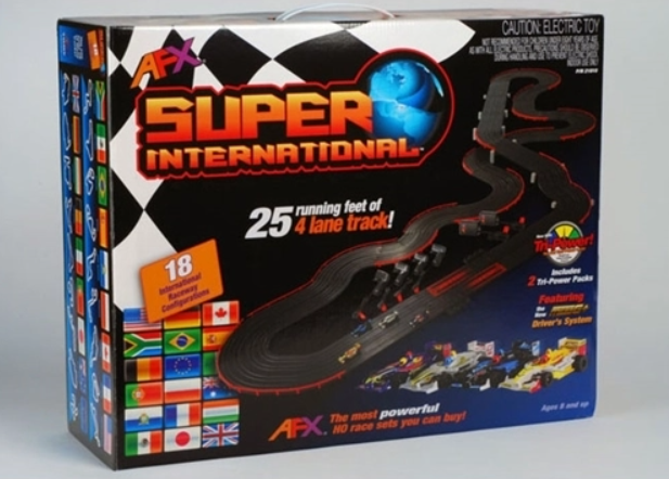 AFX Super International 4-Lane Mega G+ HO Slot Car Track Set w/Tri-Power System